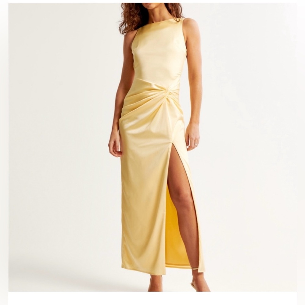 NWT: Abercrombie & Fitch Draped Skirt Maxi Dress - SMALL PETITE, YELLOW